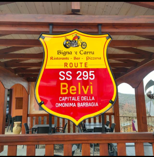 Insegna Bigna’ e Carru sulla SS295 a Belvì